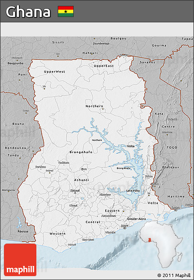 Gray 3D Map of Ghana