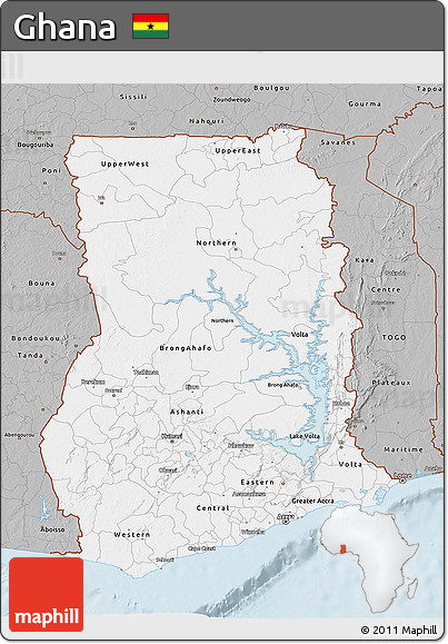 Gray 3D Map of Ghana