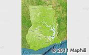 Physical 3D Map of Ghana, satellite outside