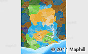 Political 3D Map of Ghana, darken, land only