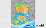 Political 3D Map of Ghana, desaturated, land only