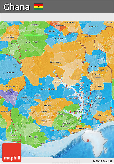 Political 3D Map of Ghana