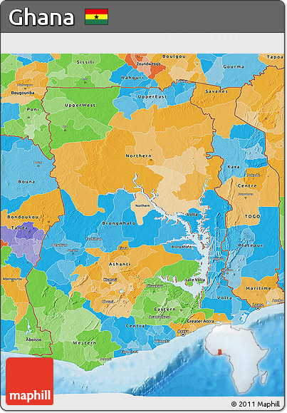 Political 3D Map of Ghana