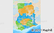 Political 3D Map of Ghana, lighten, land only