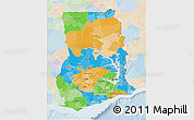 Political 3D Map of Ghana, lighten