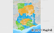 Political 3D Map of Ghana, lighten, semi-desaturated, land only