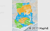 Political 3D Map of Ghana, lighten, semi-desaturated