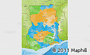 Political 3D Map of Ghana, physical outside