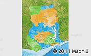 Political 3D Map of Ghana, satellite outside, bathymetry sea