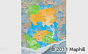 Political 3D Map of Ghana, semi-desaturated