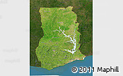 Satellite 3D Map of Ghana, darken, land only