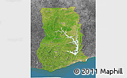 Satellite 3D Map of Ghana, desaturated, land only