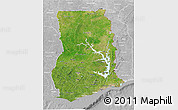 Satellite 3D Map of Ghana, lighten, desaturated