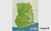 Satellite 3D Map of Ghana, lighten, land only