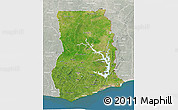 Satellite 3D Map of Ghana, lighten, semi-desaturated, land only