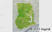 Satellite 3D Map of Ghana, lighten, semi-desaturated