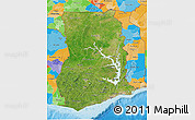 Satellite 3D Map of Ghana, political outside