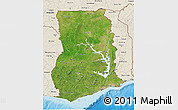 Satellite 3D Map of Ghana, shaded relief outside