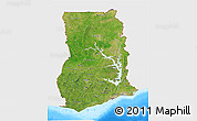 Satellite 3D Map of Ghana, single color outside, bathymetry sea