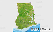 Satellite 3D Map of Ghana, single color outside, bathymetry sea, shaded relief sea