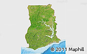 Satellite 3D Map of Ghana, single color outside, shaded relief sea