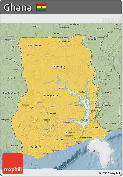 Savanna Style 3D Map of Ghana
