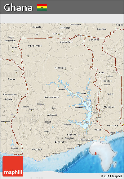Shaded Relief 3D Map of Ghana
