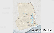 Shaded Relief 3D Map of Ghana, lighten, semi-desaturated