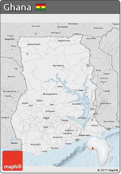 Silver Style 3D Map of Ghana