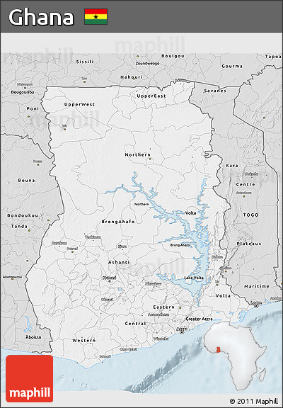 Silver Style 3D Map of Ghana