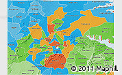 Political 3D Map of Ashanti, political shades outside