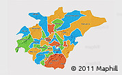 Political 3D Map of Ashanti, single color outside
