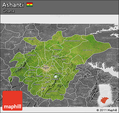 Satellite 3D Map of Ashanti, desaturated