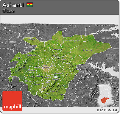 Satellite 3D Map of Ashanti, desaturated
