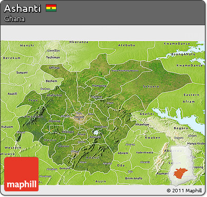 Satellite 3D Map of Ashanti, physical outside