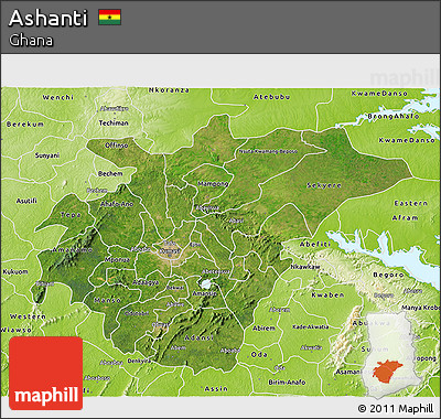 Satellite 3D Map of Ashanti, physical outside