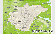 Shaded Relief 3D Map of Ashanti, physical outside