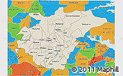 Shaded Relief 3D Map of Ashanti, political outside