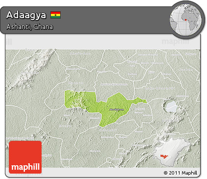 Physical 3D Map of Adaagya, lighten, semi-desaturated