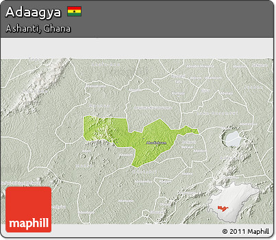 Physical 3D Map of Adaagya, lighten, semi-desaturated