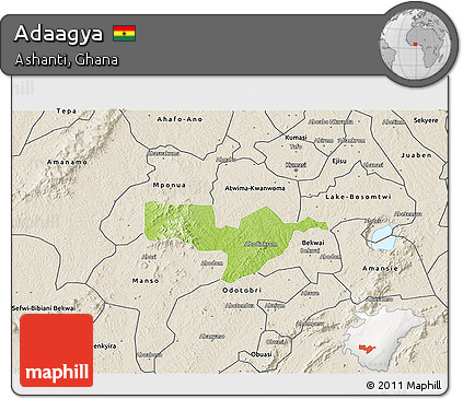 Physical 3D Map of Adaagya, shaded relief outside