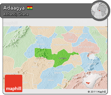 Political 3D Map of Adaagya, lighten