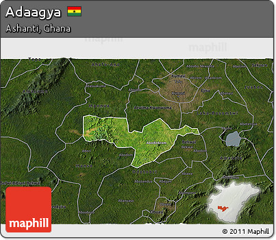 Satellite 3D Map of Adaagya, darken