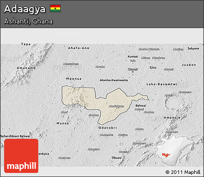Shaded Relief 3D Map of Adaagya, desaturated