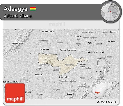 Shaded Relief 3D Map of Adaagya, desaturated