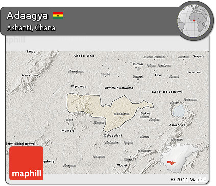 Shaded Relief 3D Map of Adaagya, semi-desaturated