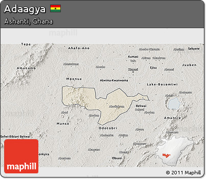 Shaded Relief 3D Map of Adaagya, semi-desaturated
