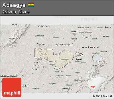 Shaded Relief 3D Map of Adaagya, semi-desaturated