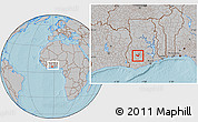 Gray Location Map of Adaagya, within the entire country, hill shading