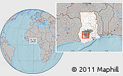 Gray Location Map of Adaagya, highlighted country, highlighted parent region, within the entire country, hill shading